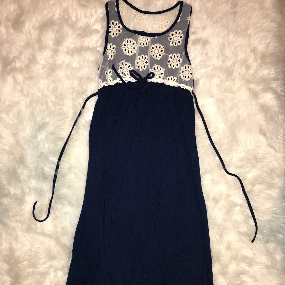 Pinky soft navy blue maxi dress